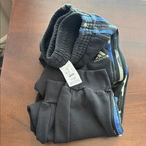 adidas Black Sweatpants with Blue & Green Camoflauge Stripes